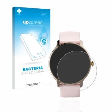 Vorderseite einer Produktverpackung mit dem Markenlogo upscreen. Daneben ist das Gerät Hama Fit Watch 4910 mit dem zugehörigen