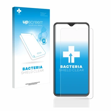 Vorderseite einer Produktverpackung mit dem Markenlogo upscreen. Daneben ist das Gerät Beafon M6s premium mit dem zugehörigen 