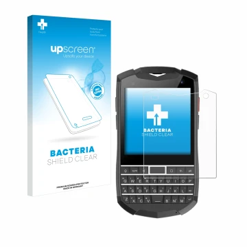 Vorderseite einer Produktverpackung mit dem Markenlogo upscreen. Daneben ist das Gerät Unihertz Titan Pocket mit dem zugehörig