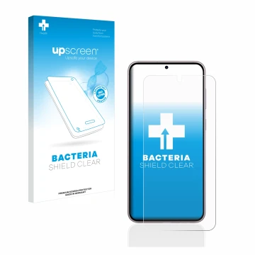 Vorderseite einer Produktverpackung mit dem Markenlogo upscreen. Daneben ist das Gerät Samsung Galaxy S23 Enterprise Edition m