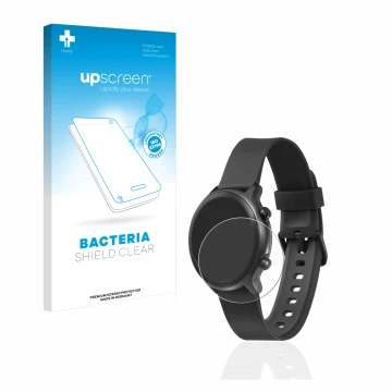 Vorderseite einer Produktverpackung mit dem Markenlogo upscreen. Daneben ist das Gerät Doro Watch mit dem zugehörigen Displays