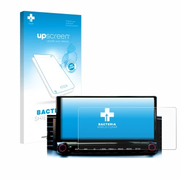 Vorderseite einer Produktverpackung mit dem Markenlogo upscreen. Daneben ist das Gerät Kia Xceed 2023 Infotainment System mit 