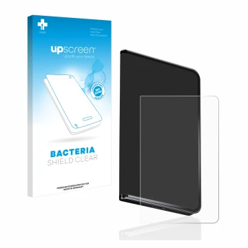 Vorderseite einer Produktverpackung mit dem Markenlogo upscreen. Daneben ist das Gerät Ledger Stax crypto wallet mit dem zugeh