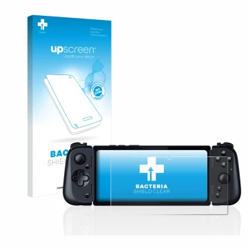 Vorderseite einer Produktverpackung mit dem Markenlogo upscreen. Daneben ist das Gerät Razer Edge 5G mit dem zugehörigen Displ