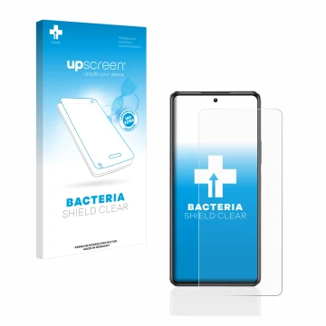 Vorderseite einer Produktverpackung mit dem Markenlogo upscreen. Daneben ist das Gerät Infinix Note 30 mit dem zugehörigen Dis