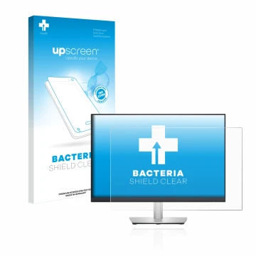 Vorderseite einer Produktverpackung mit dem Markenlogo upscreen. Daneben ist das Gerät Dell Professional P2423 mit dem zugehör
