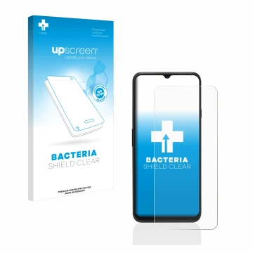 Vorderseite einer Produktverpackung mit dem Markenlogo upscreen. Daneben ist das Gerät Cubot P80 mit dem zugehörigen Displaysc
