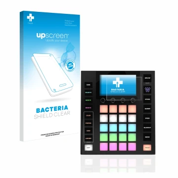Vorderseite einer Produktverpackung mit dem Markenlogo upscreen. Daneben ist das Gerät Wolfmix W1 mit dem zugehörigen Displays