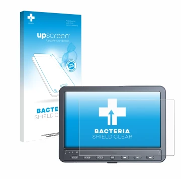 Vorderseite einer Produktverpackung mit dem Markenlogo upscreen. Daneben ist das Gerät Naviskauto 10.5