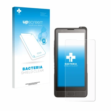 Vorderseite einer Produktverpackung mit dem Markenlogo upscreen. Daneben ist das Gerät Sonim XP10 mit dem zugehörigen Displays