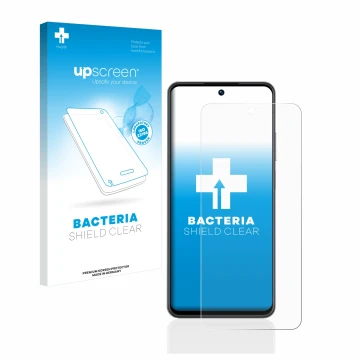 Vorderseite einer Produktverpackung mit dem Markenlogo upscreen. Daneben ist das Gerät realme C55 mit dem zugehörigen Displays