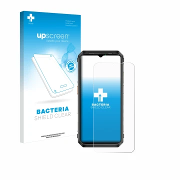 Vorderseite einer Produktverpackung mit dem Markenlogo upscreen. Daneben ist das Gerät Ulefone Power Armor 19T mit dem zugehör