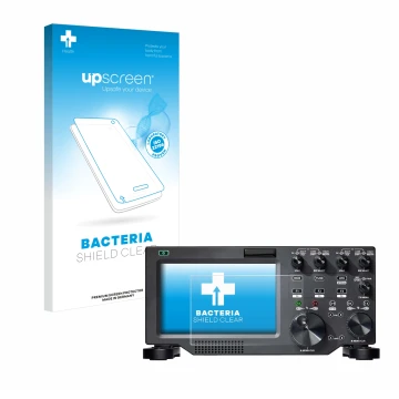 Vorderseite einer Produktverpackung mit dem Markenlogo upscreen. Daneben ist das Gerät FlexRadio Maestro FLEX-6000 mit dem zug