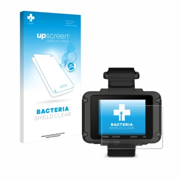 Vorderseite einer Produktverpackung mit dem Markenlogo upscreen. Daneben ist das Gerät Garmin Foretrex 801 mit dem zugehörigen