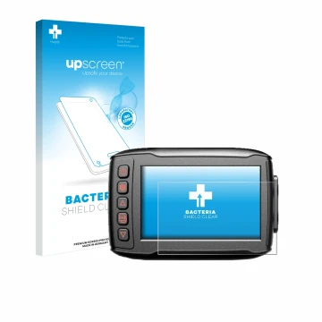 Vorderseite einer Produktverpackung mit dem Markenlogo upscreen. Daneben ist das Gerät Blueskysea DV999 mit dem zugehörigen Di