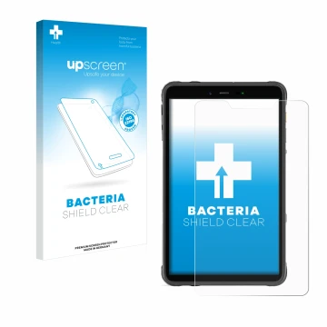 Vorderseite einer Produktverpackung mit dem Markenlogo upscreen. Daneben ist das Gerät Ulefone Armor Pad 8 mit dem zugehörigen