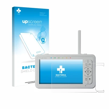 Vorderseite einer Produktverpackung mit dem Markenlogo upscreen. Daneben ist das Gerät Babysense HD S2 5