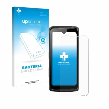 Vorderseite einer Produktverpackung mit dem Markenlogo upscreen. Daneben ist das Gerät Crosscall Core-Z5 mit dem zugehörigen D