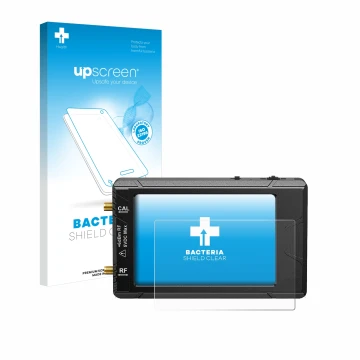 Vorderseite einer Produktverpackung mit dem Markenlogo upscreen. Daneben ist das Gerät tinySA ultra spectrum analyser mit dem 