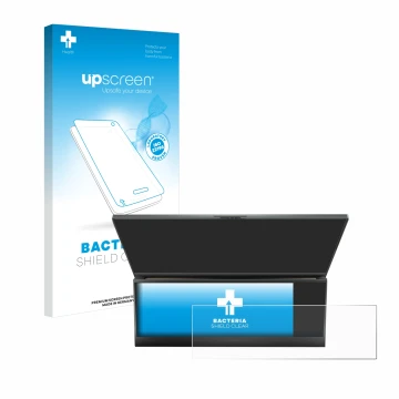 Vorderseite einer Produktverpackung mit dem Markenlogo upscreen. Daneben ist das Gerät ASUS ROG Zephyrus Duo 16 2023 (NUR Touc