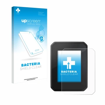 Vorderseite einer Produktverpackung mit dem Markenlogo upscreen. Daneben ist das Gerät FIT Display Compact mit dem zugehörigen