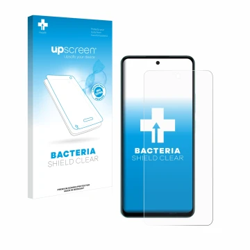 Vorderseite einer Produktverpackung mit dem Markenlogo upscreen. Daneben ist das Gerät Oppo A58 4G mit dem zugehörigen Display
