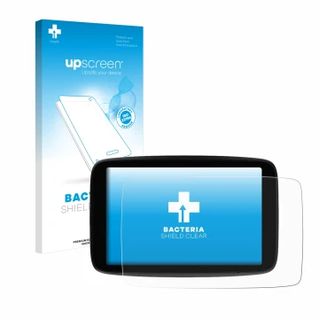 Vorderseite einer Produktverpackung mit dem Markenlogo upscreen. Daneben ist das Gerät TomTom GO Expert Plus 7