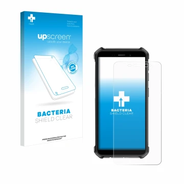 Vorderseite einer Produktverpackung mit dem Markenlogo upscreen. Daneben ist das Gerät Ulefone Armor X12 Pro mit dem zugehörig