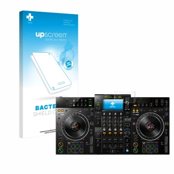 Vorderseite einer Produktverpackung mit dem Markenlogo upscreen. Daneben ist das Gerät Pioneer XDJ -XZ mit dem zugehörigen Dis