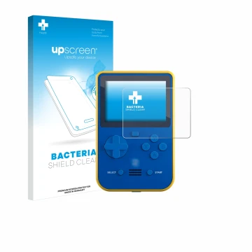 Vorderseite einer Produktverpackung mit dem Markenlogo upscreen. Daneben ist das Gerät Blaze Super Pocket mit dem zugehörigen 