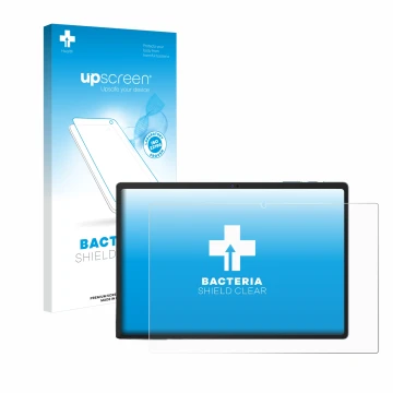 Vorderseite einer Produktverpackung mit dem Markenlogo upscreen. Daneben ist das Gerät Oukitel OKT3 mit dem zugehörigen Displa