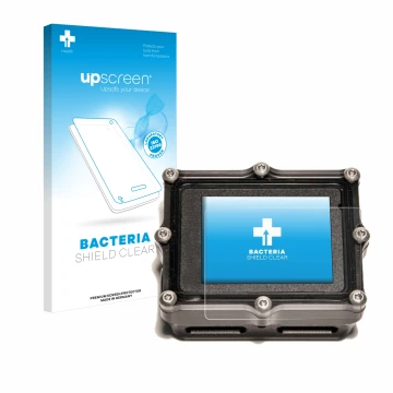 Vorderseite einer Produktverpackung mit dem Markenlogo upscreen. Daneben ist das Gerät Shearwater Petrel 2 dive computer mit d