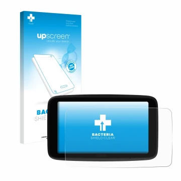 Vorderseite einer Produktverpackung mit dem Markenlogo upscreen. Daneben ist das Gerät TomTom GO Superior 6