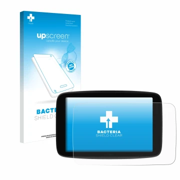 Vorderseite einer Produktverpackung mit dem Markenlogo upscreen. Daneben ist das Gerät TomTom GO Superior 7