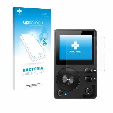 Vorderseite einer Produktverpackung mit dem Markenlogo upscreen. Daneben ist das Gerät Hifi Walker H2 mit dem zugehörigen Disp