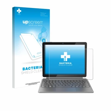 Vorderseite einer Produktverpackung mit dem Markenlogo upscreen. Daneben ist das Gerät Alldocube iWork 20 Pro mit dem zugehöri