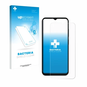 Vorderseite einer Produktverpackung mit dem Markenlogo upscreen. Daneben ist das Gerät Ulefone Note 16 Pro mit dem zugehörigen