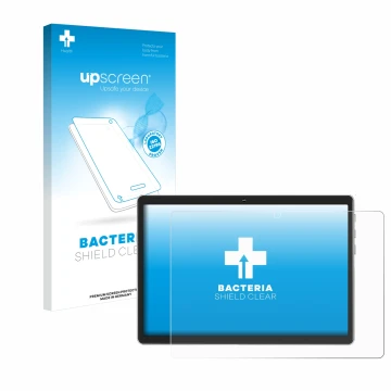 Vorderseite einer Produktverpackung mit dem Markenlogo upscreen. Daneben ist das Gerät Facetel Q6 mit dem zugehörigen Displays
