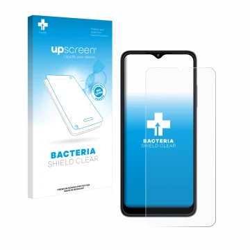 Vorderseite einer Produktverpackung mit dem Markenlogo upscreen. Daneben ist das Gerät Telekom T Phone (2023) mit dem zugehöri