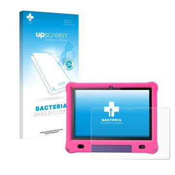 Vorderseite einer Produktverpackung mit dem Markenlogo upscreen. Daneben ist das Gerät Pritom B10 Kids 10.1