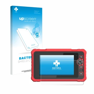 Vorderseite einer Produktverpackung mit dem Markenlogo upscreen. Daneben ist das Gerät Launch CRP 359 mit dem zugehörigen Disp