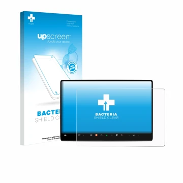 Vorderseite einer Produktverpackung mit dem Markenlogo upscreen. Daneben ist das Gerät Tesla Model 3 2024 mit dem zugehörigen 