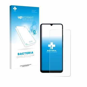 Vorderseite einer Produktverpackung mit dem Markenlogo upscreen. Daneben ist das Gerät Xiaomi Redmi 13C mit dem zugehörigen Di