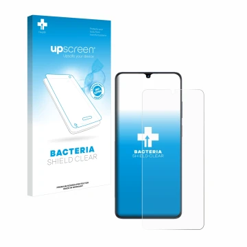 Vorderseite einer Produktverpackung mit dem Markenlogo upscreen. Daneben ist das Gerät ZTE Blade V50 Vita mit dem zugehörigen 