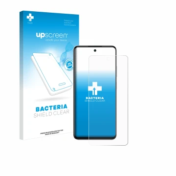 Vorderseite einer Produktverpackung mit dem Markenlogo upscreen. Daneben ist das Gerät Infinix Smart 8 mit dem zugehörigen Dis