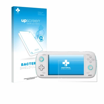 Vorderseite einer Produktverpackung mit dem Markenlogo upscreen. Daneben ist das Gerät AYN Odin 2 mit dem zugehörigen Displays