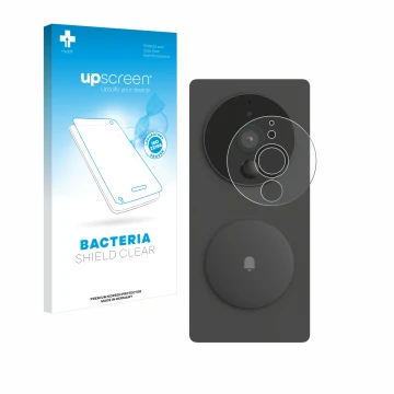 Vorderseite einer Produktverpackung mit dem Markenlogo upscreen. Daneben ist das Gerät Aqara SVD-KIT1 (Smarte Video-Türklingel