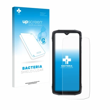 Vorderseite einer Produktverpackung mit dem Markenlogo upscreen. Daneben ist das Gerät Cubot King Kong Star 5G mit dem zugehör