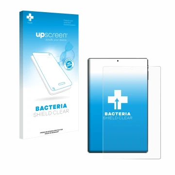 Vorderseite einer Produktverpackung mit dem Markenlogo upscreen. Daneben ist das Gerät Simplori M107 mit dem zugehörigen Displ