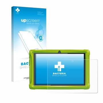 Vorderseite einer Produktverpackung mit dem Markenlogo upscreen. Daneben ist das Gerät Clementoni Clempad 10 mit dem zugehörig